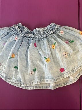 Tucker + Tate Light Denim Skirt with Floral Embroidery